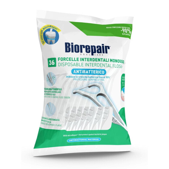 Biorepair Antibacterial Disposable Interdental Floss 36 St. zahnseide unisex Zahnseide im Kunststoffzahnstocher 36 St.