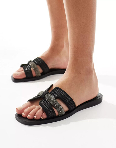 River Island raffia sandal in black