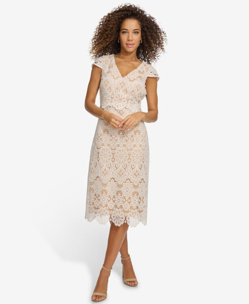 Women's Floral-Lace A-Line Dress