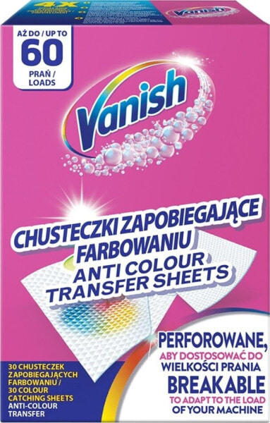 Vanish Color Protect chusteczki zapobiegające farbowaniu ubrań 60 prań (30 sztuk)