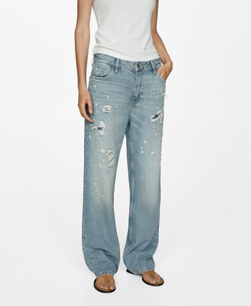 Women's Ripped Straight Jeans