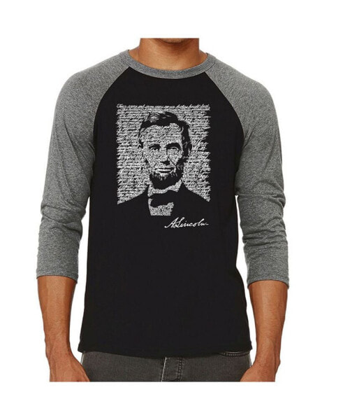 Abraham Lincoln Gettysburg Address Men's Raglan Word Art T-shirt