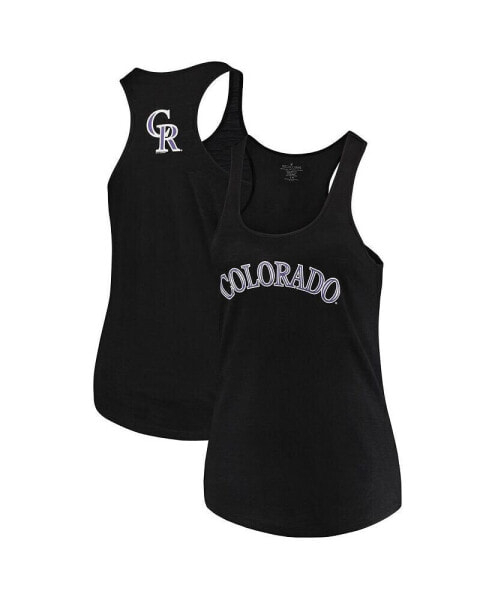 Women's Black Colorado Rockies Plus Size Swing for the Fences Racerback Tank Top