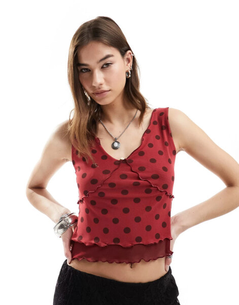 Reclaimed Vintage mesh vest in spot print