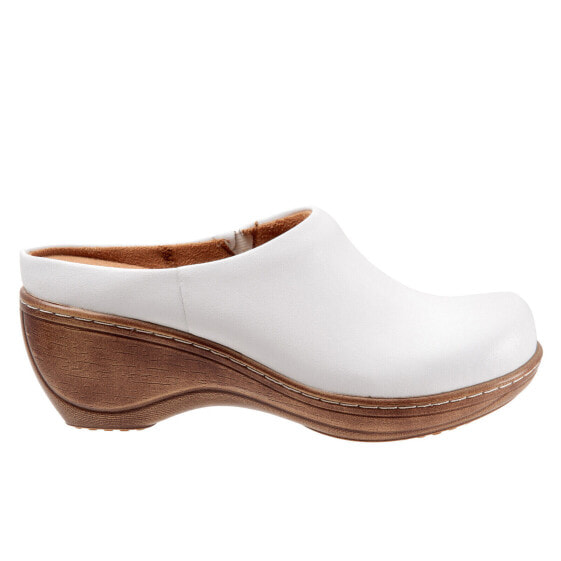 Softwalk Madison S2056-100 Womens White Leather Slip On Clog Flats Shoes