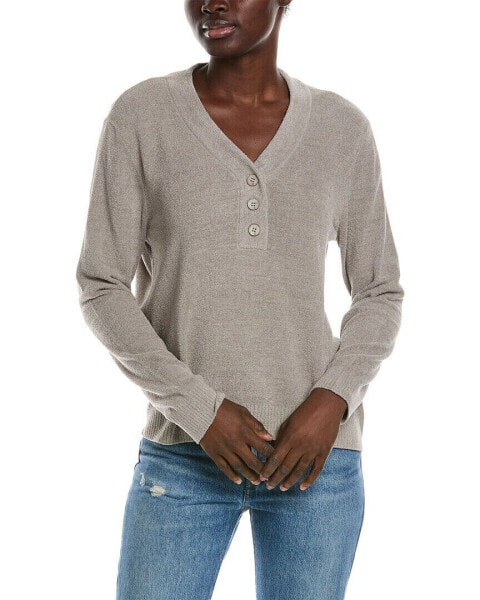 Barefoot Dreams Cozy Chic Ultra Light Rib Back Placket Henley Women's