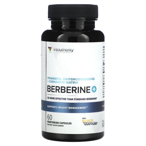 Vitauthority, Berberine Plus с дигидроберберином и цейлонской корицей, 60 вегетарианских капсул