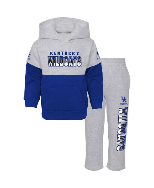 Toddler Boys and Girls Heather Gray, Royal Kentucky Wildcats Playmaker Pullover Hoodie and Pants Set