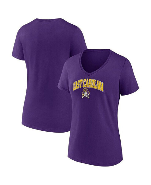 Women's Purple ECU Pirates Evergreen Campus V-Neck T-shirt