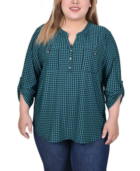 Plus Size Roll-Tab Sleeve Top