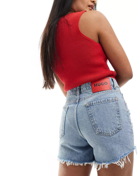 HUGO RED denim shorts in light wash