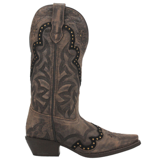 Laredo Skyla Studded Embroidered Snip Toe Cowboy Womens Brown Casual Boots 5241