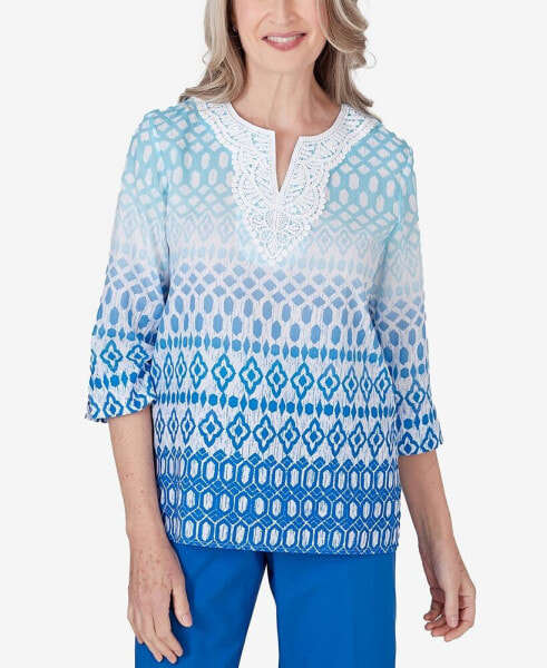 Women's Neptune Beach Ombre Diamond Print Tunic Top