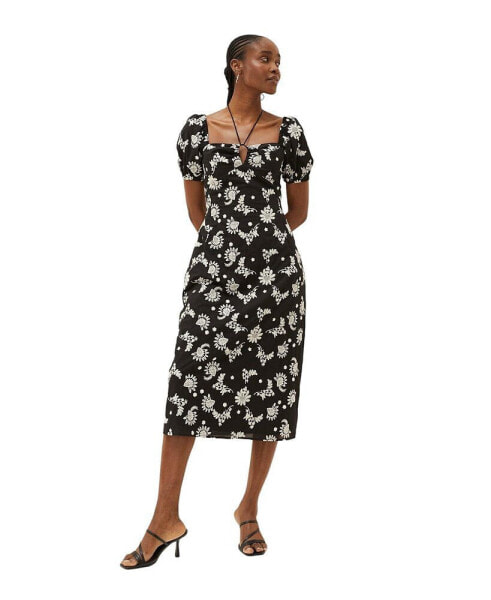 Women's Lotus Embroidered Midi Dress