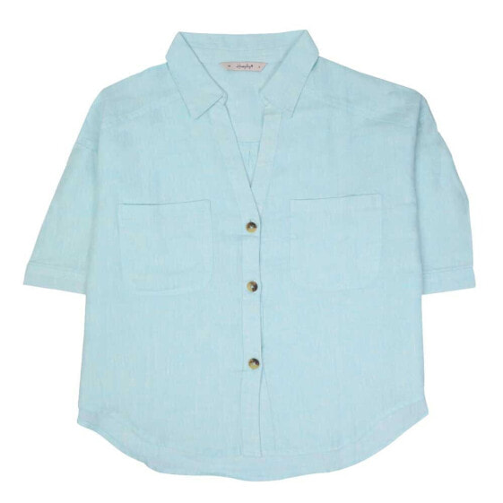 HAPPY BAY Pure linen light hearted short sleeve shirt