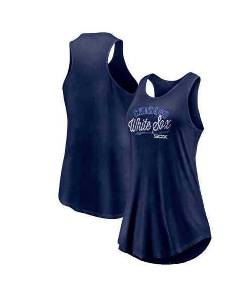 Women's Navy Chicago White Sox Simplicity Swing Racerback Scoop Neck Tank Top