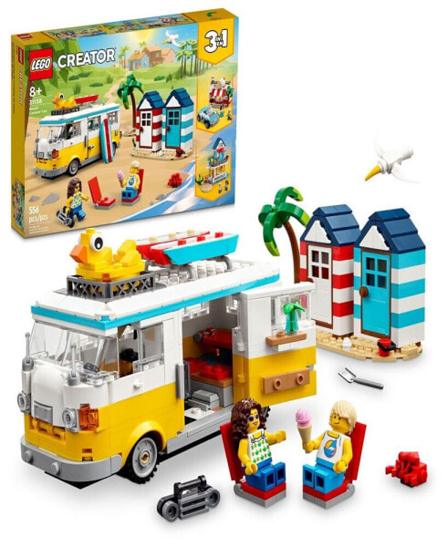 Creator 31138 3-in-1 Beach Camper Van Toy Adventure Building Set