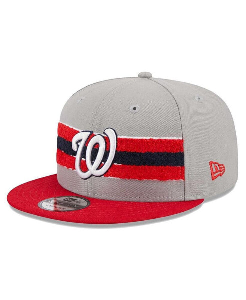 Men's Gray, Red Washington Nationals Band 9FIFTY Snapback Hat