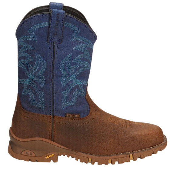 Tony Lama Roustabout 11 Inch Waterproof Steel Toe Work Mens Blue, Brown Work Sa