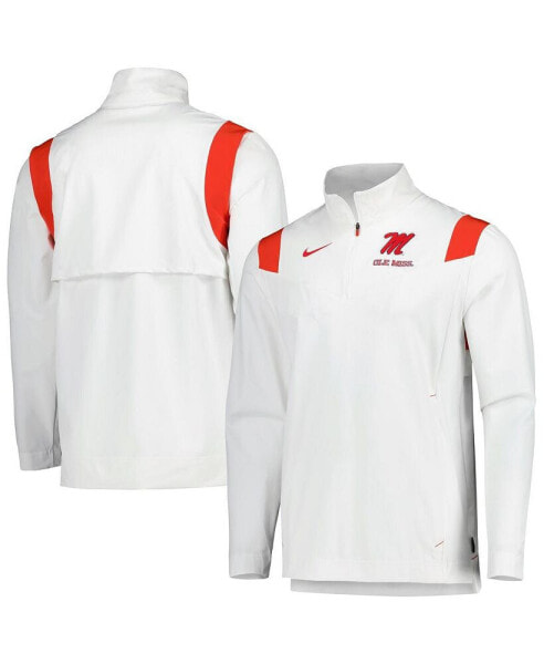 Men's White Ole Miss Rebels 2022 Coaches Sideline Quarter-Zip Top