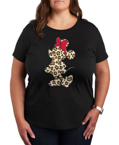 Trendy Plus Size Minnie Mouse Cheetah Silhouette Graphic T-Shirt