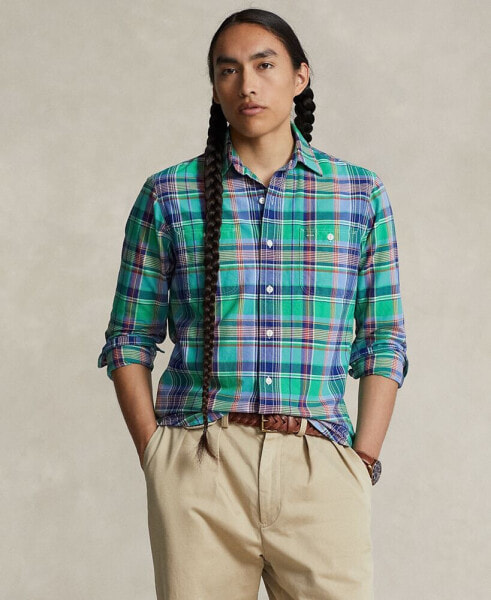 Men's Classic-Fit Plaid Oxford Workshirt