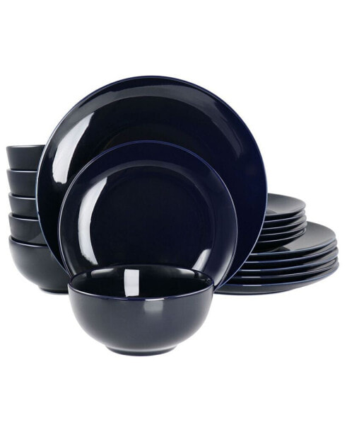 Luna 18 Piece Porcelain Dinnerware Set, Service for 6