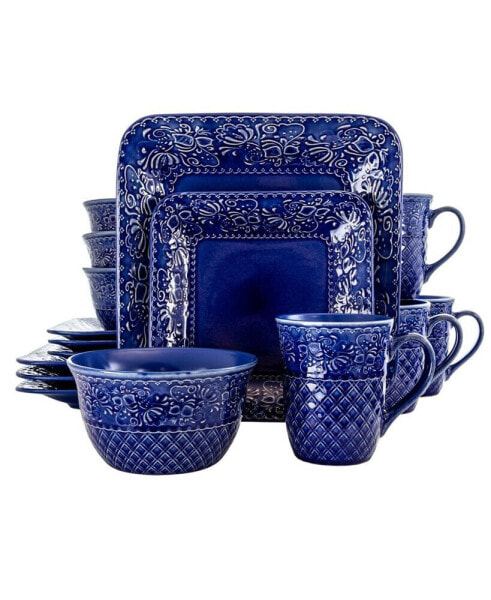 Chiffon 16 Piece Square Dinnerware Set, Service for 4