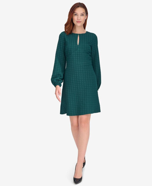 Women's Embossed Houndstooth Knit Dress