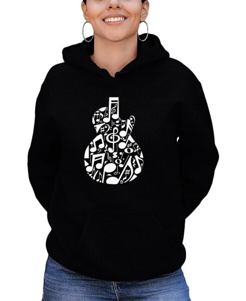 Women's Music Notes Guitar Word Art Hooded Sweatshirt