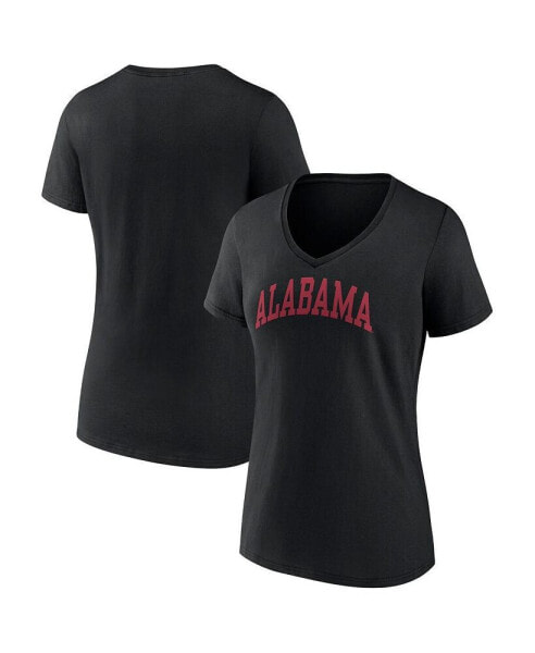 Women's Black Alabama Crimson Tide Basic Arch V-Neck T-shirt