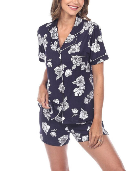 Женская пижама White Mark Womens Short Sleeve Floral Pajama Set, 2-Piece