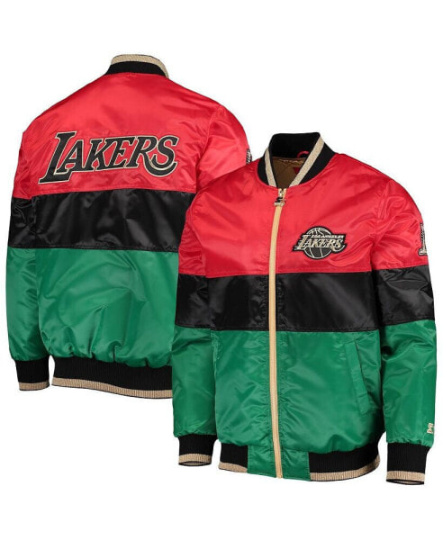 Men's Red and Black and Green Los Angeles Lakers Black History Month NBA 75th Anniversary Full-Zip Jacket