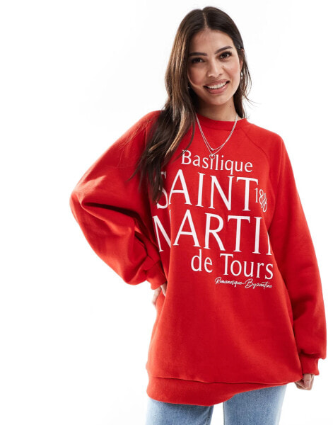 ASOS DESIGN saint martin sweatshirt in red