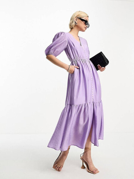 & Other Stories tiered volume maxi dress in lilac