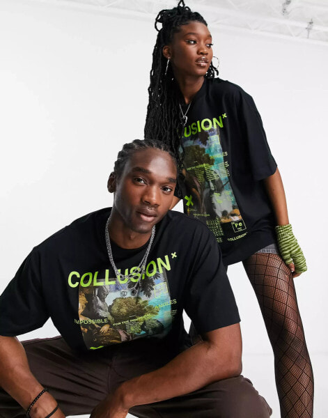 Футболка COLLUSION Unisex  Schwarz MagazinPrint