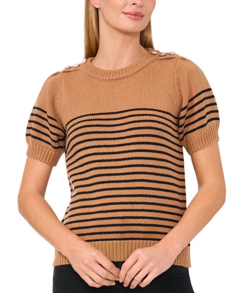 Women's Striped Short-Sleeve Sweater