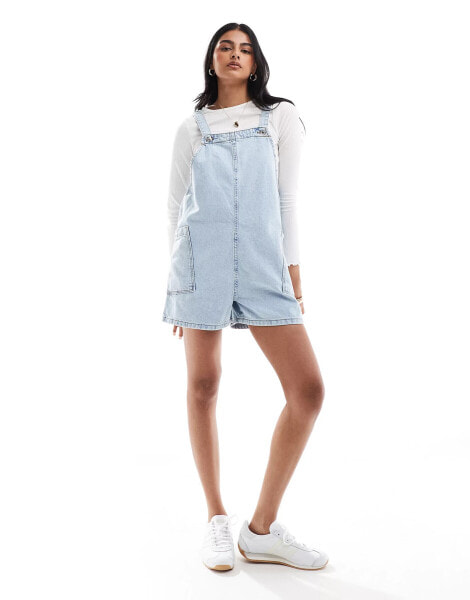 Mango oversized dungarees in light blue