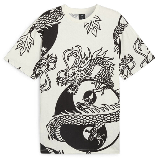 Puma Year Of The Dragon All Over Print Crew Neck T-Shirt X Staple Mens White Cas