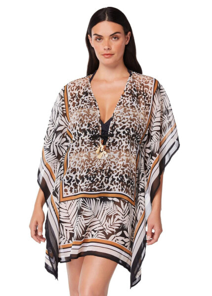 Bleu Rod Beattie Womens Chiffon Caftan, in Urban Oasis Print, Size Medium Black