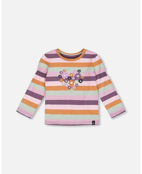 Toddler Girls Printed T-Shirt Multicolor Stripe - Toddler|Child