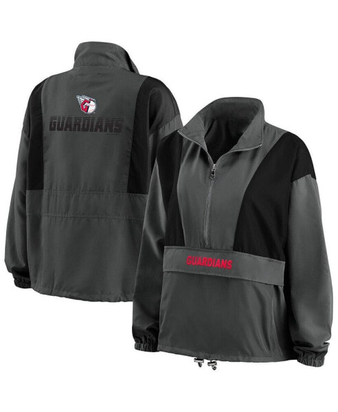 Women's Charcoal Cleveland Guardians Packable Half-Zip Jacket