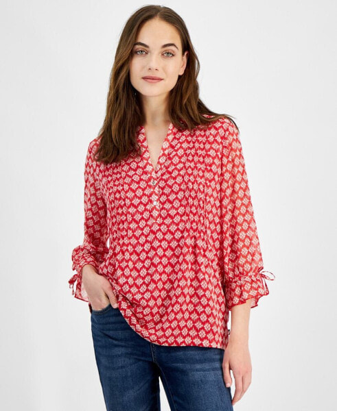 Women's Mixed Media Popover Top