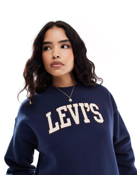 Levi's Salinas varsity chenille logo relaxed fit sweatshirt in navy