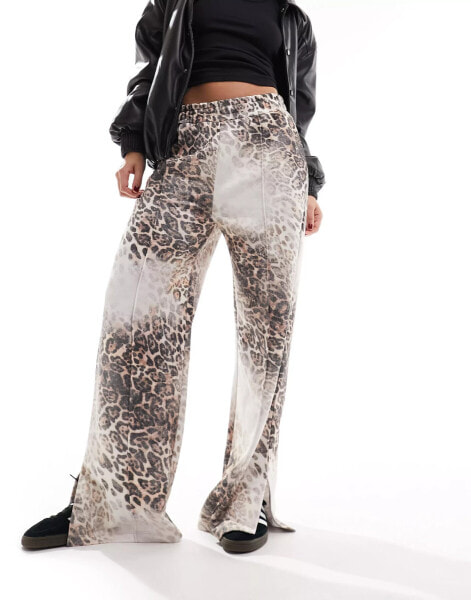 ASOS DESIGN oversized jogger in leopard print