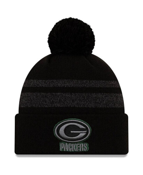 Men's Black Green Bay Packers Dispatch Cuffed Knit Hat With Pom