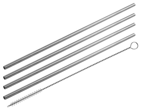 Fackelmann Edelstahl Trinkhalme + Bürste