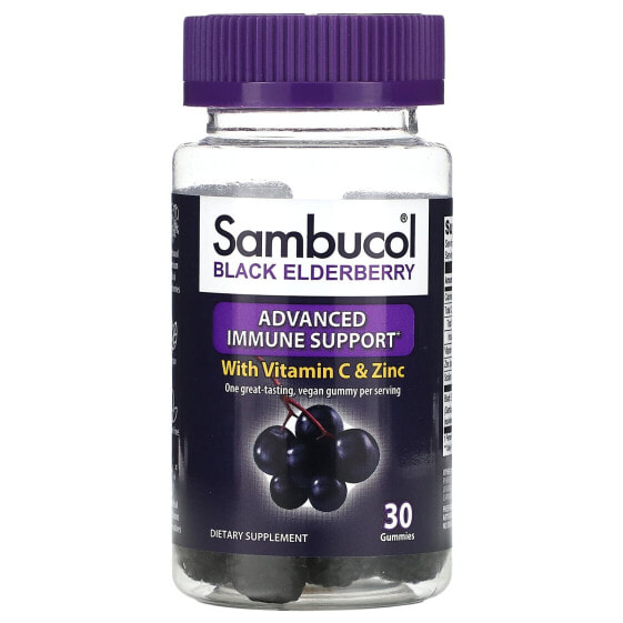 Black Elderberry, Advanced Immune Gummies + Vitamin C + Zinc, 30 Gummies