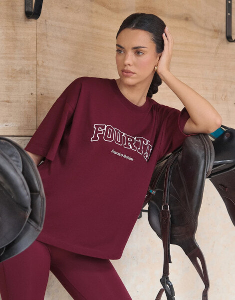 4th & Reckless Finley oversized tee in burgundy