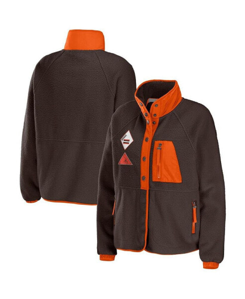 Women's Brown Cleveland Browns Polar Fleece Raglan Full-Snap Jacket